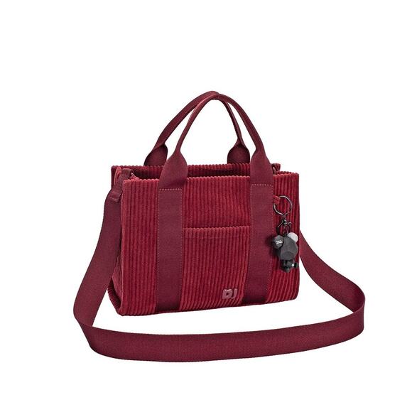 David Jones Corduroy Charm Detail Included Zipper Closure Handbag | Windsor Wine - Picture 3 of 13